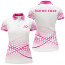 Polo Sport Femme Personnalisé – Manches Courtes ou Longues – Design Rose et Blanc - A11092413 - polo femme