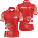 Polo personnalisé rouge à fleurs de lotus – Manches courtes ou longues – Idéal sport & équipe - A11092414 - Polo homme