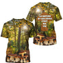 T-shirt all-over unisexe avec forêt automne et cèpes, slogan La nature et les cèpes c'est ma vie