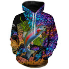 Sweat à capuche all-over peau de truite arc-en-ciel iridescent multicolore