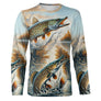 T-shirt manches longues pêche brochet à la mouche brochets en bond humour C'est pas la taille qui compte