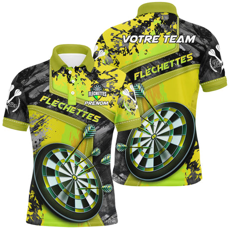 Polo de Fléchettes Personnalisé - Visez le Centre avec Style - CT12032466 Polo Homme Vert Jaune