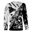 T-shirt chasse sanglier Hunter vue de face design bicolore noir blanc, motif tête sanglier, coupe unisexe disponibles