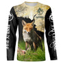 T-shirt manches longues chasse renard camouflage forêt, coupe unisexe humour chasseur