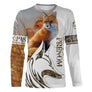 T-shirt manches longues chasse renard beige design all-over, coupe unisexe personnalisable