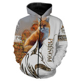 Sweater chasse renard roux all-over orange beige, marquage prénom pour passionné régulation