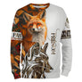 Sweat à capuche chasse renard camouflage orange brûlé, marquage prénom pour chasseur