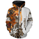 Sweater chasse renard all-over camouflage orange roux, marquage prénom pour passionné régulation