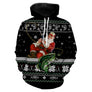 Sweat zippé Noël jacquard Père Noël et gros poisson, tenue festive humoristique de réveillon