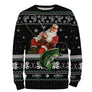 Sweat à capuche Noël Père Noël pêcheur, design ugly christmas sweater pour passionné halieutique