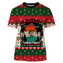 Pull Noël vert rouge avec médaillon poisson et lettrage All I Want For Christmas Is A Big Fish, motifs jacquard