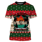 Pull Noël vert rouge avec médaillon poisson et lettrage All I Want For Christmas Is A Big Fish, motifs jacquard