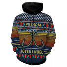T-shirt Noël personnalisé crochets pêche bleu, design all-over festif avec prénom pour pêcheur