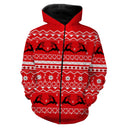 T-shirt Noël rouge cerf jacquard scandinave, design all-over festif pour amoureux brame du cerf