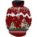 Sweat zippé Noël rouge bordeaux Père Noël chasseur, tenue festive narrative pour réveillon