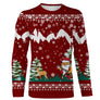 Sweater Noël Père Noël chasse cerf jacquard rouge, coupe unisexe humour pour chasseur grande faune