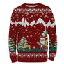 Sweat à capuche Noël scène Père Noël et cerf en montagne, design ugly christmas sweater chasseur