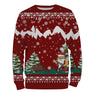 Sweat à capuche Noël scène Père Noël et sanglier en montagne, design ugly christmas sweater chasseur