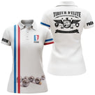 Polo pétanque blanc tricolore vue dos message tireur élite pointeur expert illustrations boules
