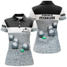 Polo pétanque noir et blanc vue dos message je peux pas j'ai pétanque boules réalistes cochonnet