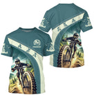 T-shirt VTT cyclisme teal sarcelle design rider en action freeride et nom team au dos