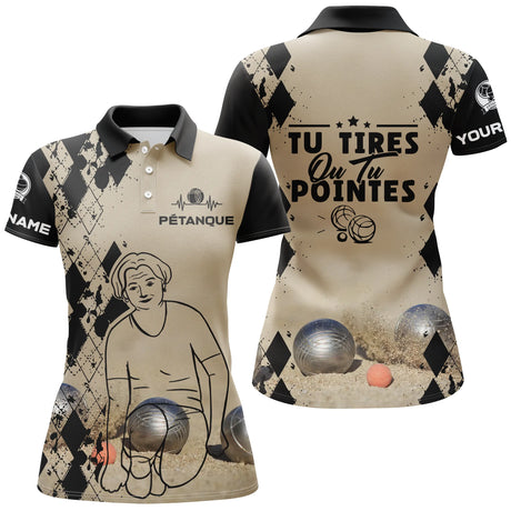 Polo Pétanque, Cadeau Personnalisé Bouliste, Tu Tires Ou Tu Pointes - CT13092364 Polo Femme Sable