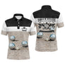 Polo pétanque personnalisé blanc noir avec silhouette bouliste et lettrage Tireur d'Élite Pointeur Expert, prénom imprimé