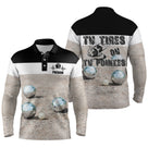 Polo pétanque noir et blanc variante coloris boules réalistes citation bouliste personnalisable