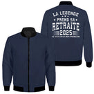 Sweat capuche zippé retraite humour bleu marine avec slogan La Légende prend sa retraite
