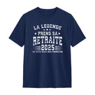 T-shirt retraite humour bleu marine avec slogan La Légende prend sa retraite et année personnalisée