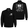 Veste zippée 60 ans personnalisée noire avec slogan L'âge de la perfection sur la poitrine