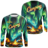 Vêtement de Camping Personnalisé – Design Aurores Boréales & Feu de Camp - A14012507 - Anti-UV T-shirt manches longues