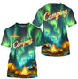 Vêtement de Camping Personnalisé – Design Aurores Boréales & Feu de Camp - A14012507 - T-shirt 