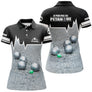 Polo pétanque noir et blanc vue dos message je peux pas j'ai pétanque boules réalistes logo personnalisable