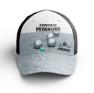 Casquette pétanque noire humour j'peux pas boules sol gravillonné prénom côté broderie bouliste personnalisée