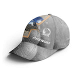 Casquette pétanque grise boule réaliste boulodrome stylisé prénom côté broderie bouliste personnalisée