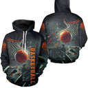 Sweat à capuche basketball smash personnalisé impact ballon panier embrasé prénom joueur