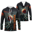 Anti-UV manches longues basketball impact visuel éclats verre noir orange et nom team