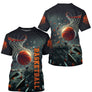 T-shirt basketball smash personnalisé impact ballon brisant panier avec éclats noirs et orange