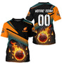 Tenue Basket Personnalisée Unisexe – Prénom & Équipe – Design Balle en Feu - A15012501 - Tshirt 