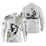 Polo golf The Golffather vue de face texture balle alvéolée et silhouette gris ardoise, coupe homme personnalisable