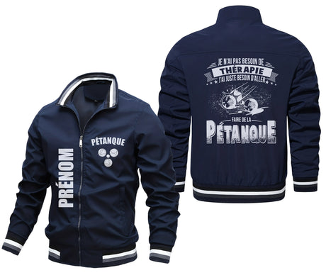 Veste De Sport Bouliste, Je N'ai Pas Besoin De Thérapie, Cadeau Personnalisé Pour Fan De Pétanque - CT15092362 Marine