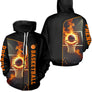 Anti-UV à capuche basketball noir avec ballon en feu et inscription Basketball verticale personnalisable