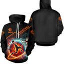 Sweat à capuche basketball galactique noir orange cosmos flamme joueur en dunk et prénom