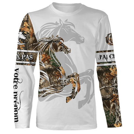 Alpenext T-shirt Manches Longues Amoureux des Chevaux, Tatouage, Camouflage, 3D All-Over Imprimé Shirt Personnalisé, Cadeau Chevaux Passion - CTS14052212