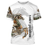 T-shirt cheval all-over blanc tatouage tribal cheval camouflage feuilles teintes terre nature manche prénom personnalisé