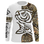 Maillot UV manches longues pêche carpe tatouage bicolore blanc camouflage prénom personnalisé
