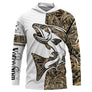 Sweat UV à capuche pêche saumon tatouage encré bicolore blanc camouflage roseau prénom personnalisé, vue de face