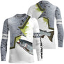 T-shirt all-over manches longues enfant pêche saumon humour, design familial pour jeunes pêcheurs migrateurs