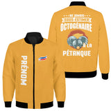 Veste De Sport Pétanque Personnalisée, Ne Jamais Sous Estimer Un Octogénaire À La Pétanque - A16112412 - Jaune